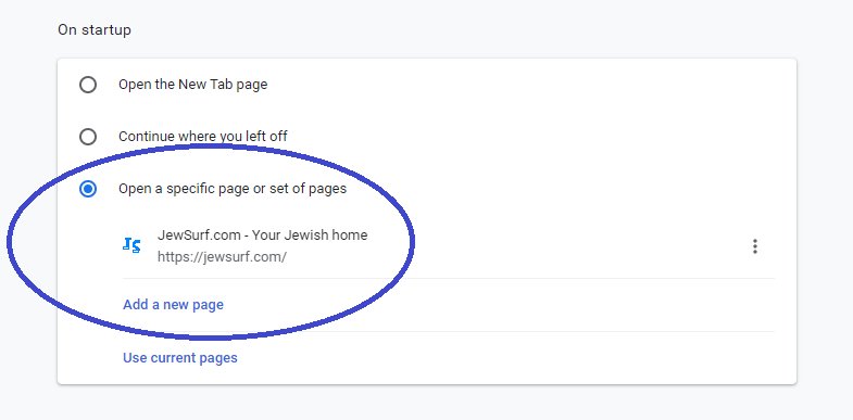 How to set JewSurf as start page on chrome